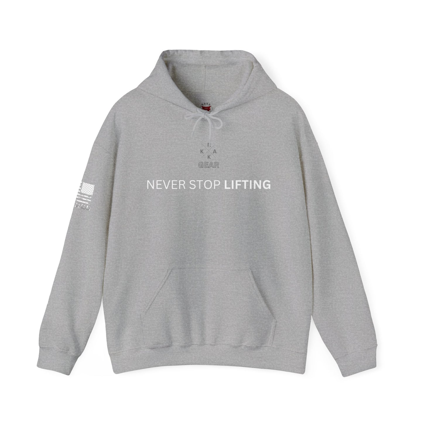 Rakkgear Women's Never Stop Lifting Heavy Hoodie in grey