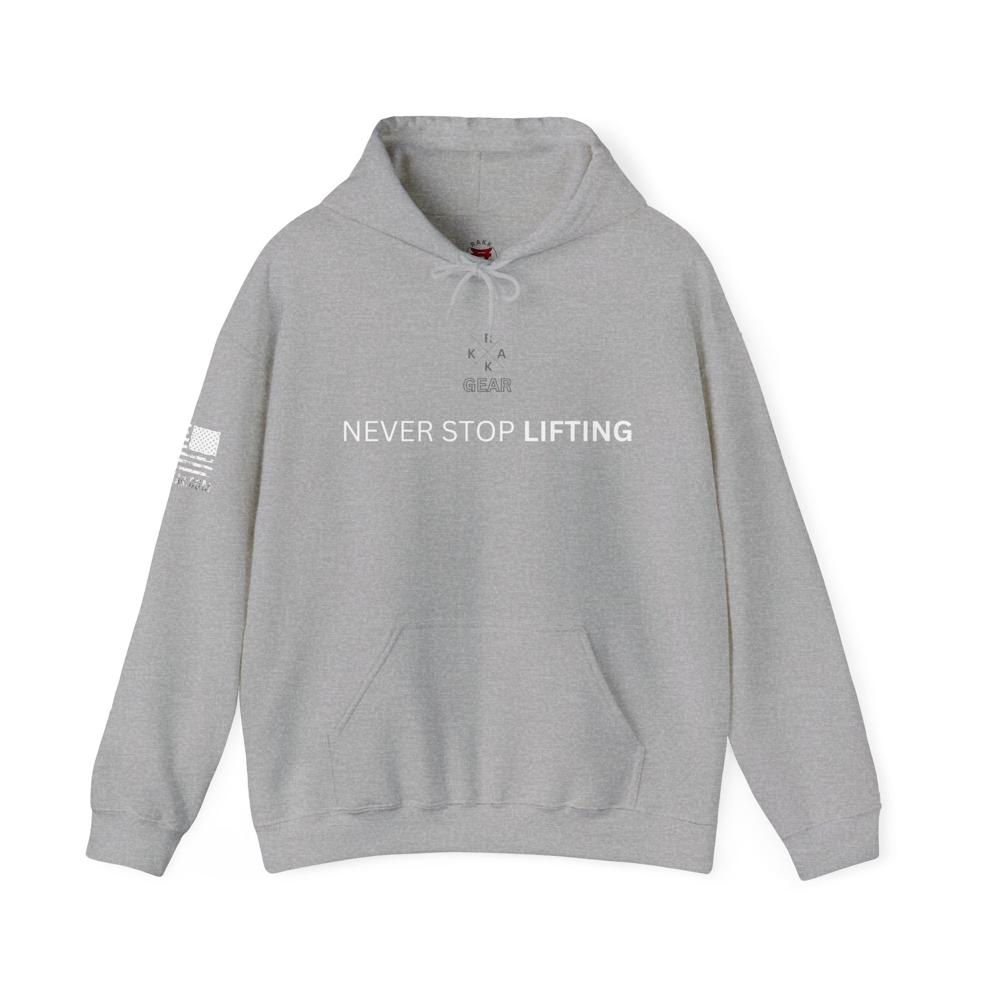 Rakkgear Women's Never Stop Lifting Heavy Hoodie in grey