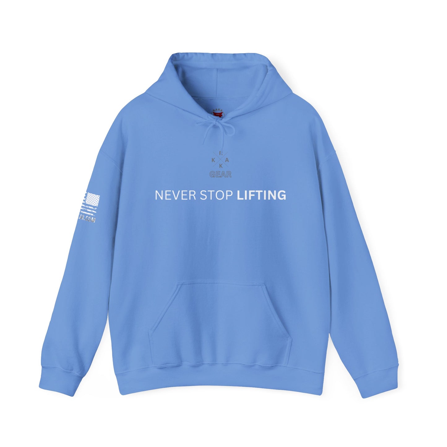 Rakkgear Women's Never Stop Lifting Heavy Hoodie in blue