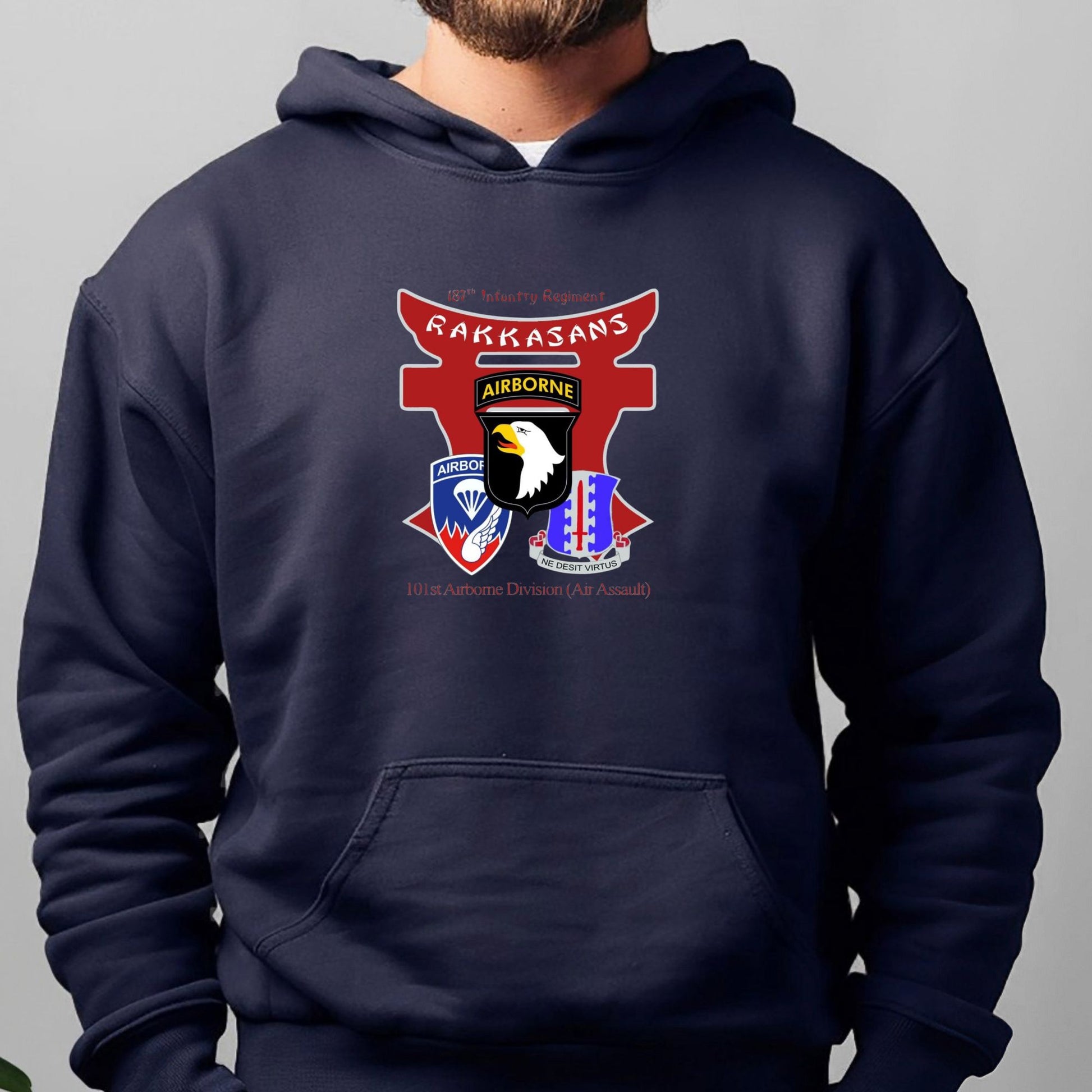 Rakkgear 187 Infantry Rakkasans Heavy Hoodie in navy blue