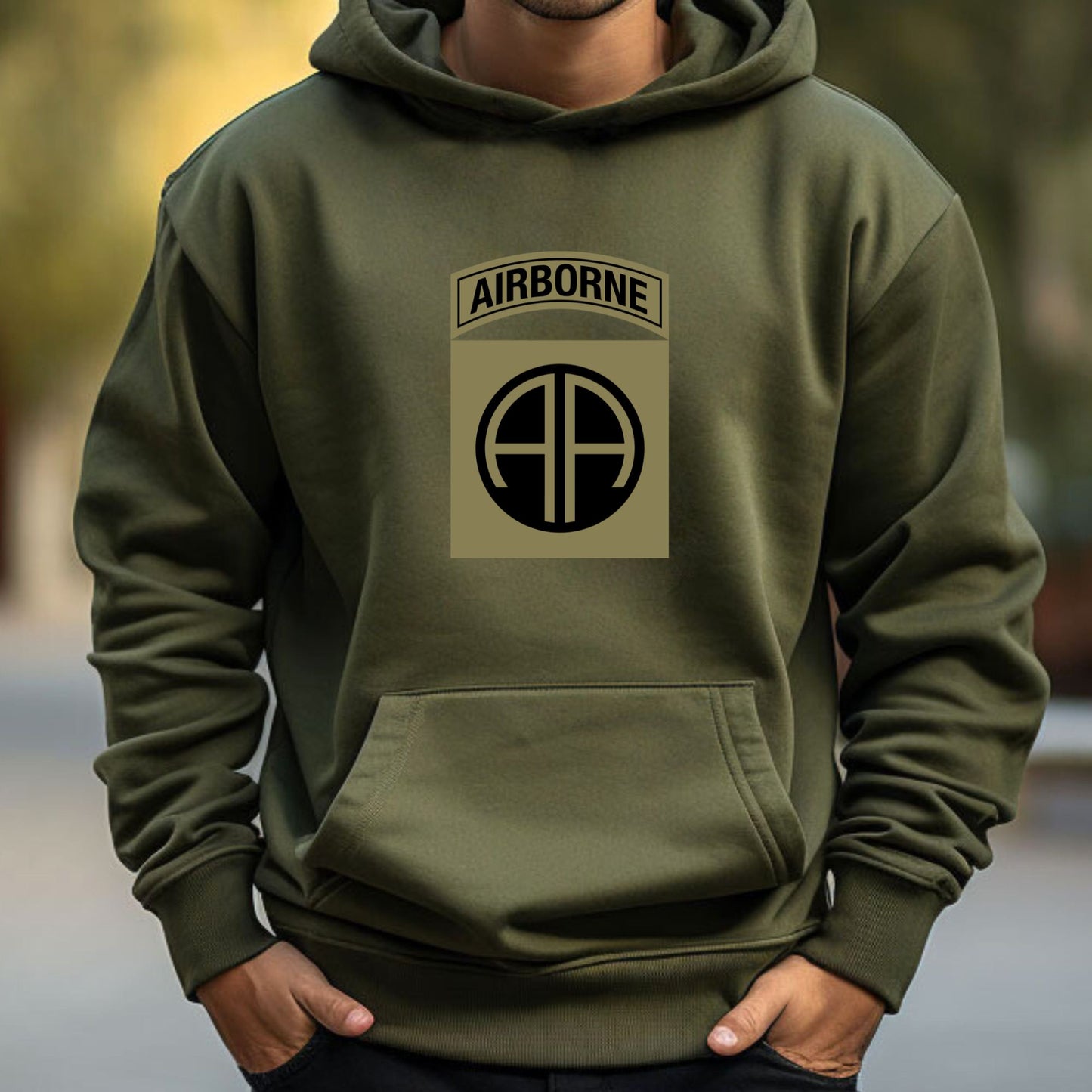 Rakkgear 82nd Airborne Camo Heavy Hoodie in military green