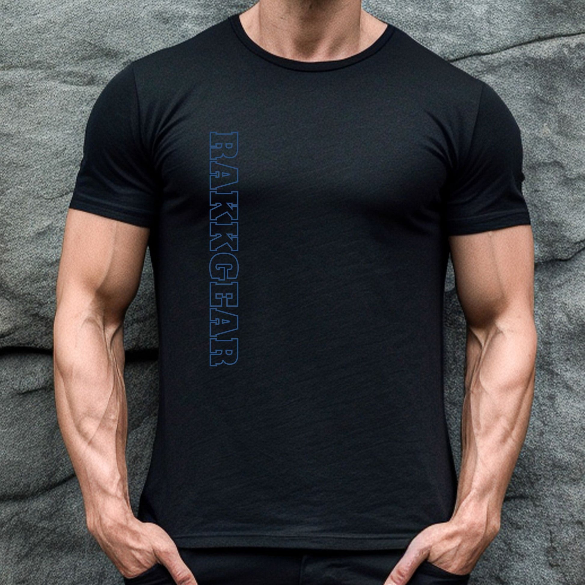 Rakkgear Blue Vertical Short Sleeve Tee in black
