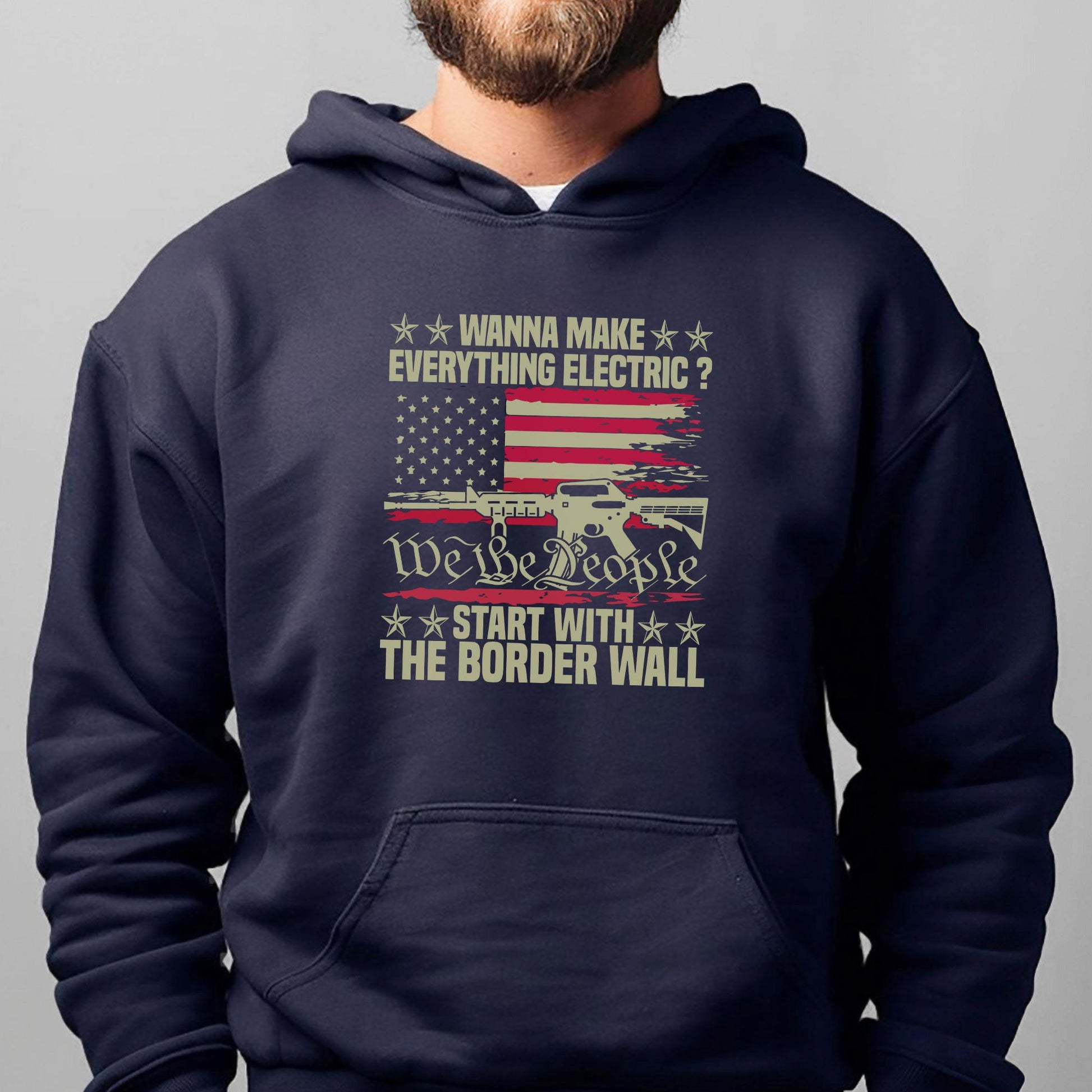 Rakkgear Build The Wall Heavy Hoodie in navy blue