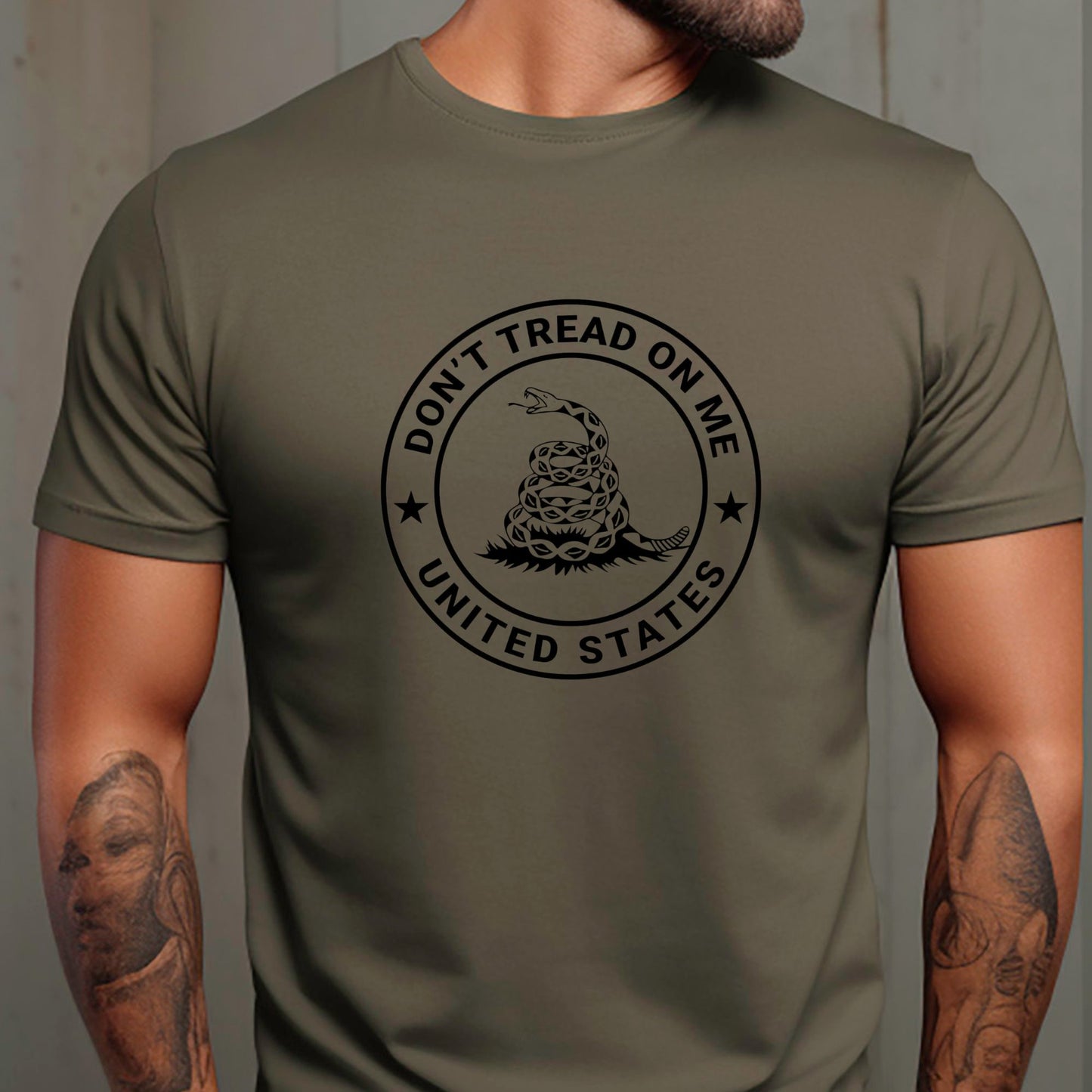 Rakkgear Don't Tread On Me United States Green Short Sleeve Tee in military green