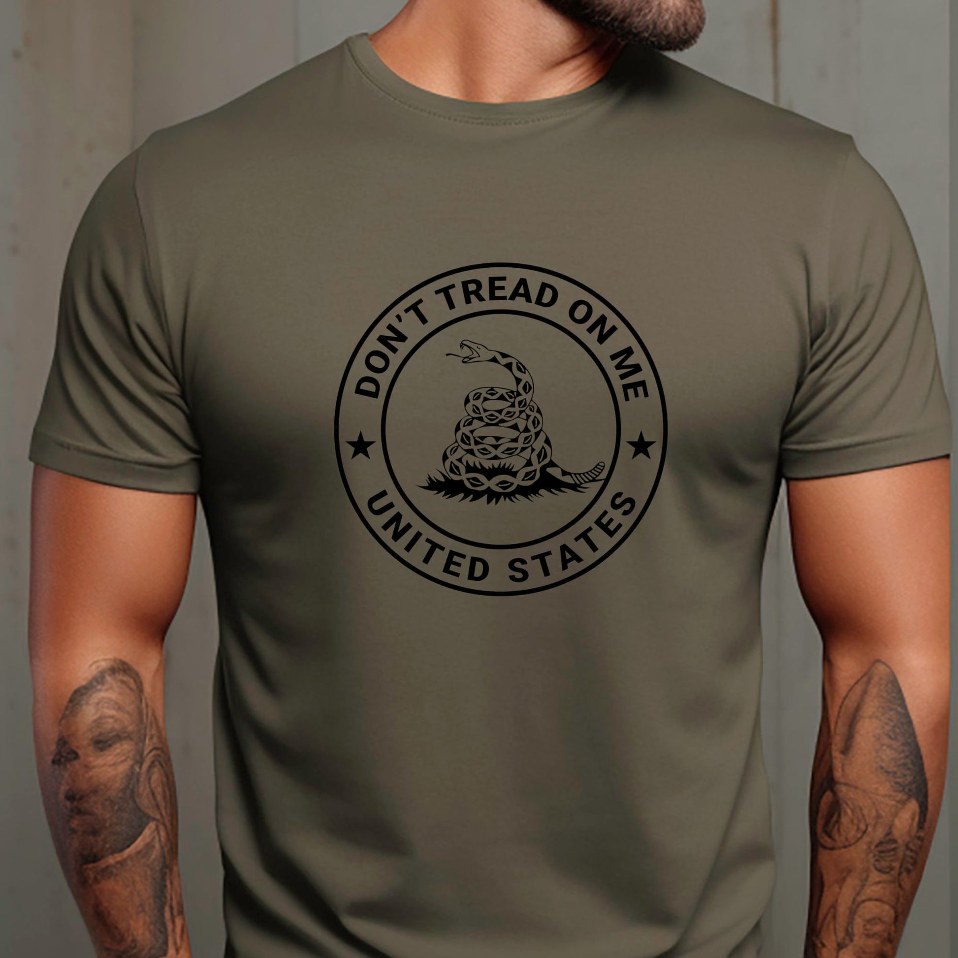 Rakkgear Don't Tread On Me United States Green Short Sleeve Tee in military green