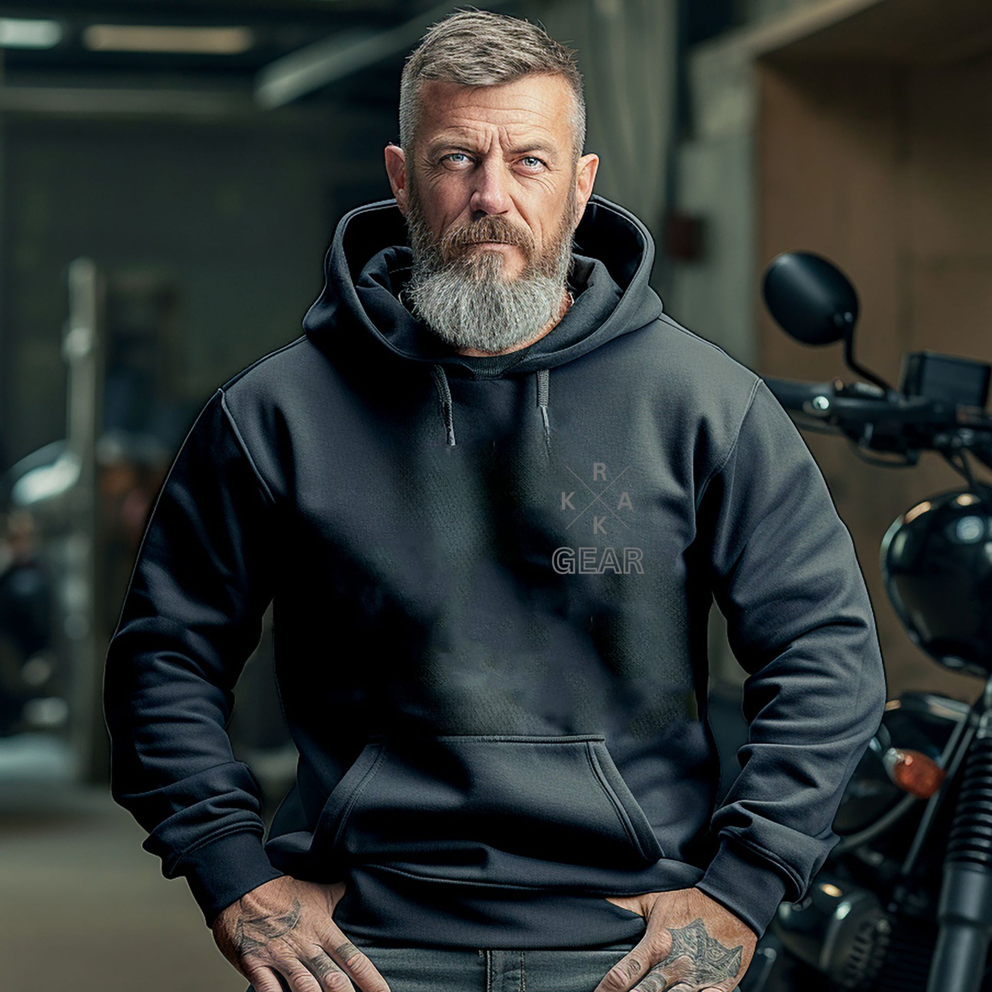 Rakkgear X Logo Harden Up Heavy Hoodie in black