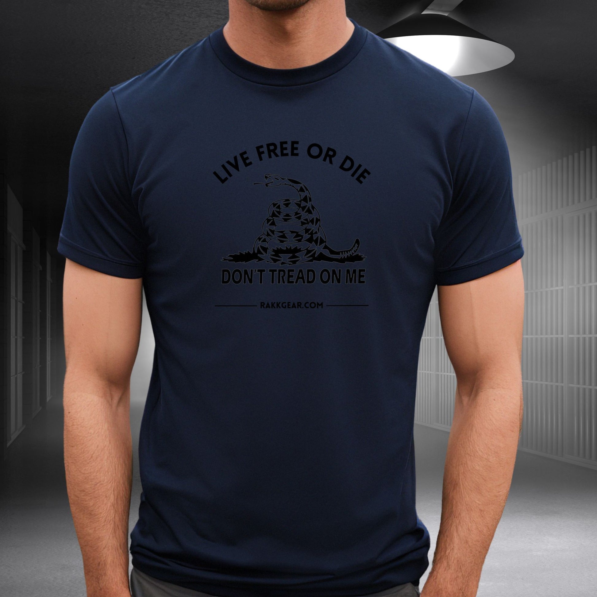 Rakkgear Live Free or Die Short Sleeve Tee in navy blue