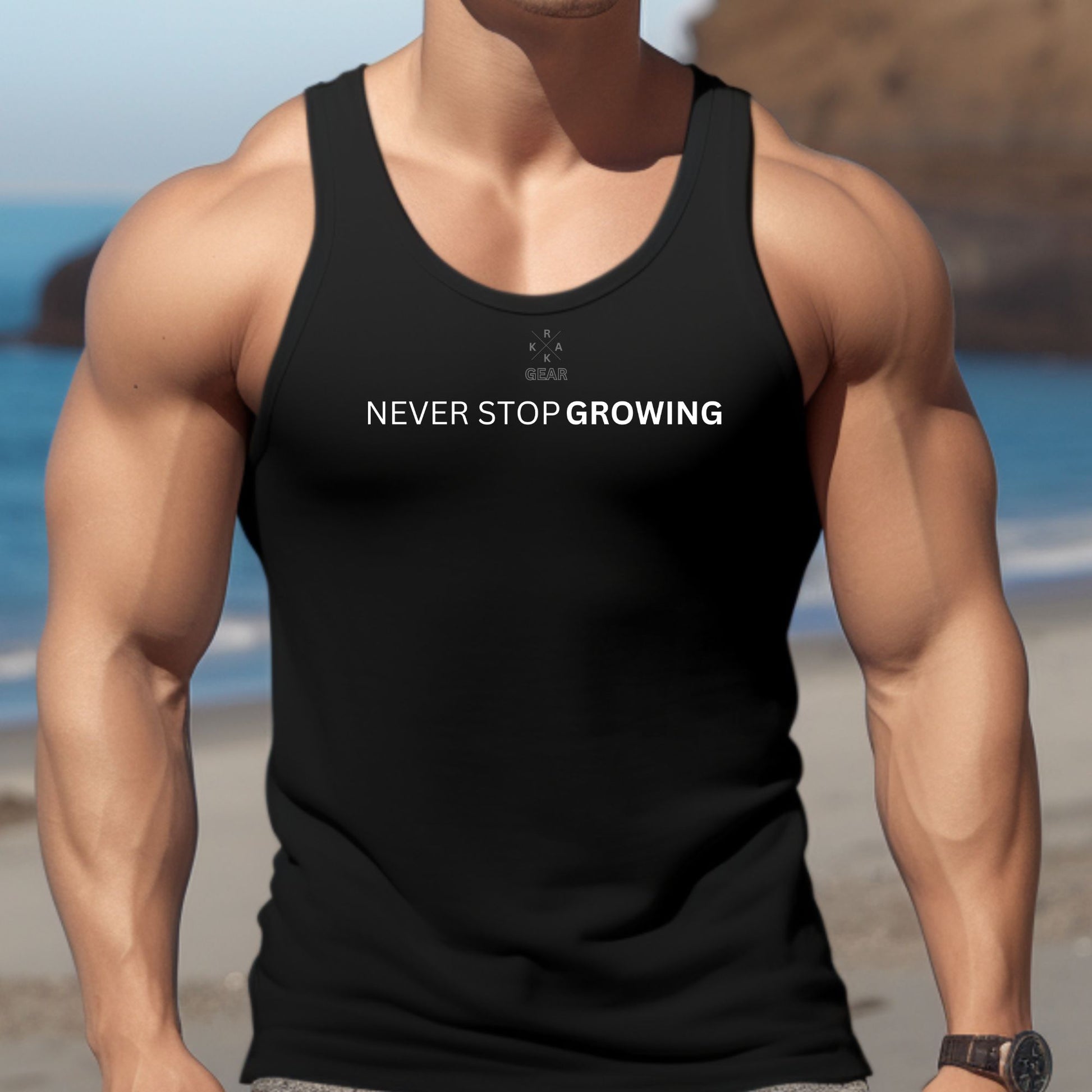 Rakkgear Never Stop Growing Tank Top in black