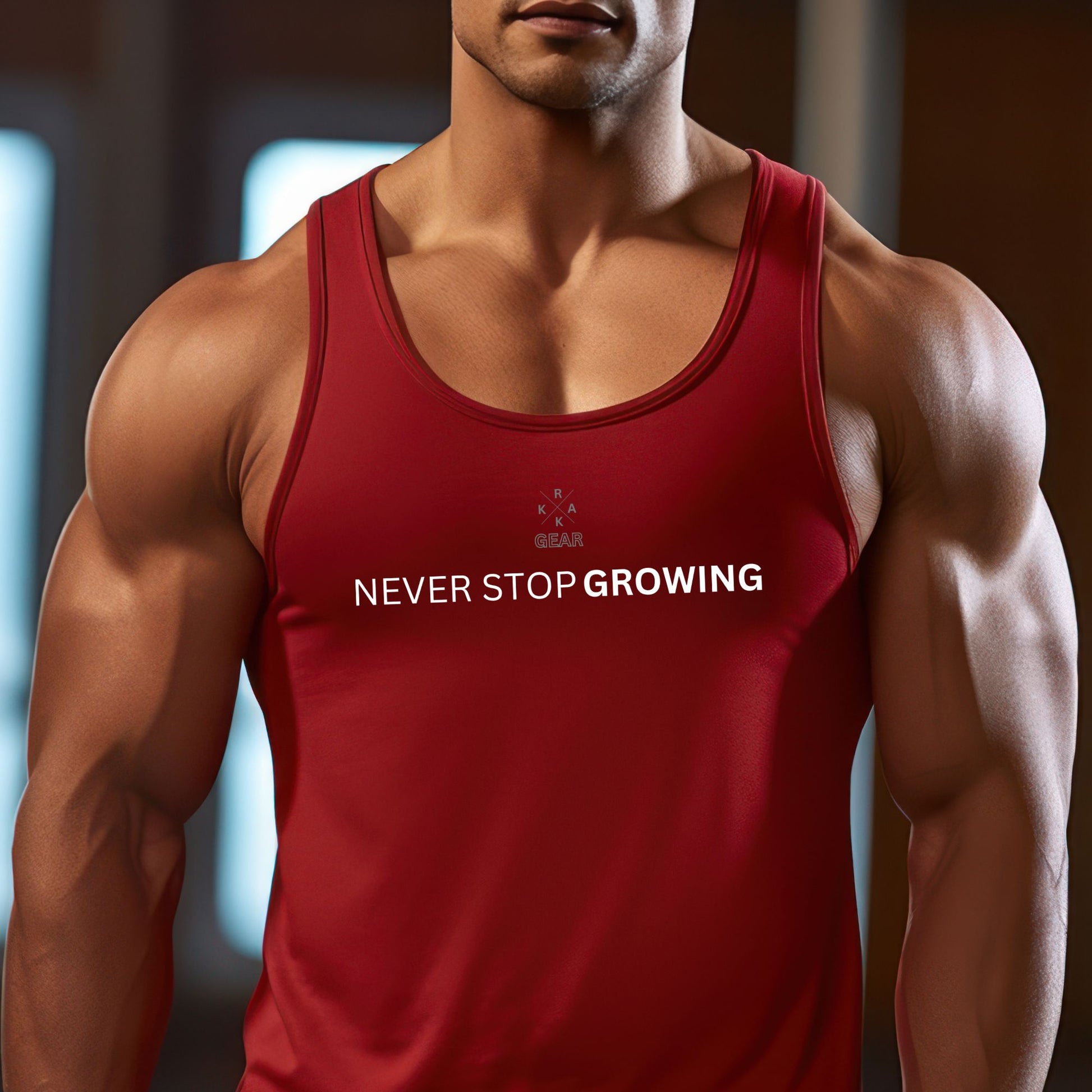 Rakkgear Never Stop Growing Tank Top in red