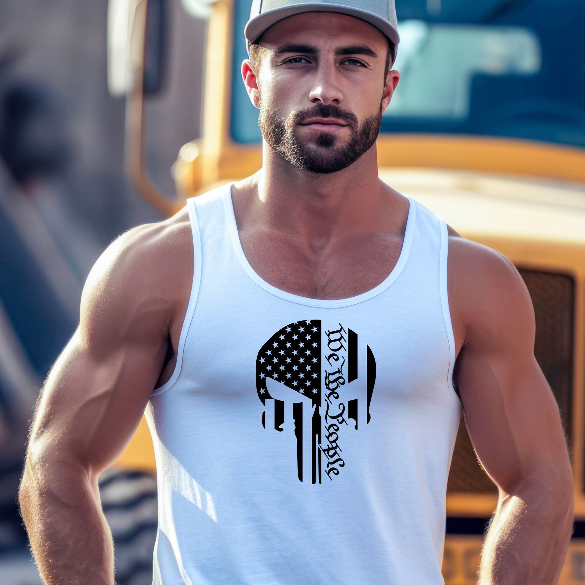 Rakkgear Punisher We The People Tank Top in white