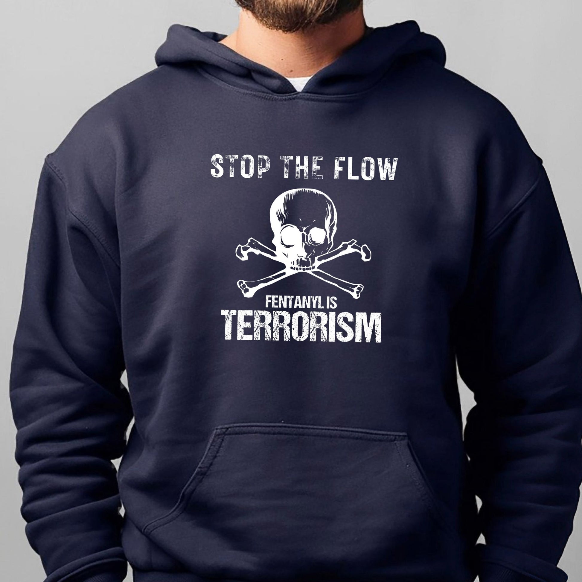 Rakkgear Stop The Flow Heavy Hoodie in navy blue