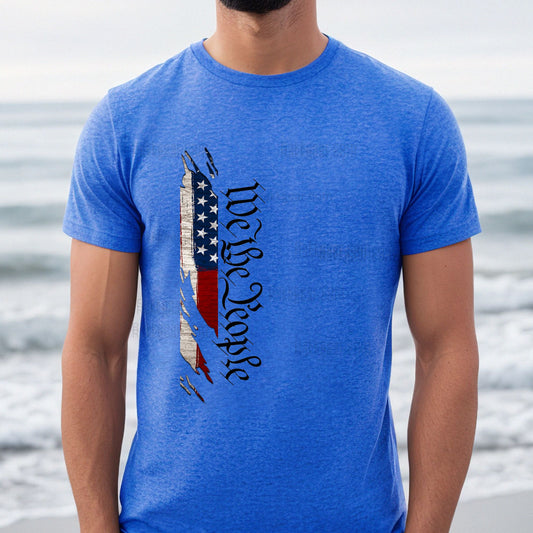 Rakkgear We The People Vertical Flag Short Sleeve Tee in Blue