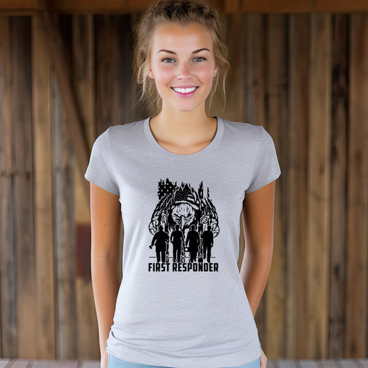 Rakkgear Women's First Responder Eagle Short Sleeve Tee in sports grey