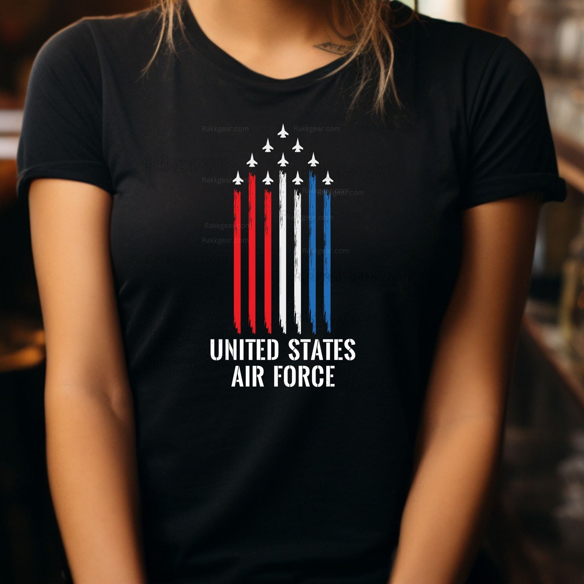 Rakkgear Women's USAF Colored Smoke Short Sleeve Tee in black