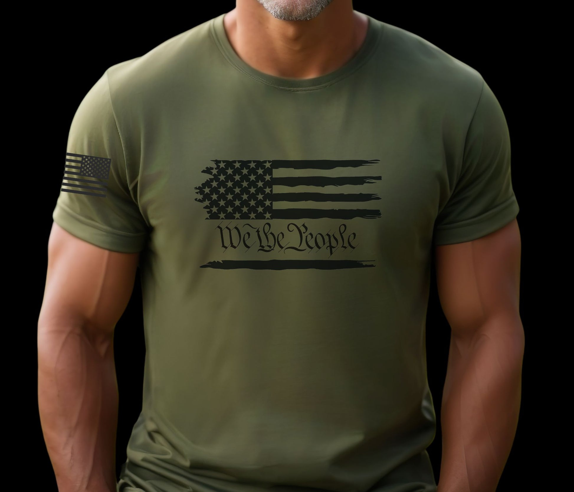 Rakkgear Flag We The People Short Sleeve Tee in Military Green
