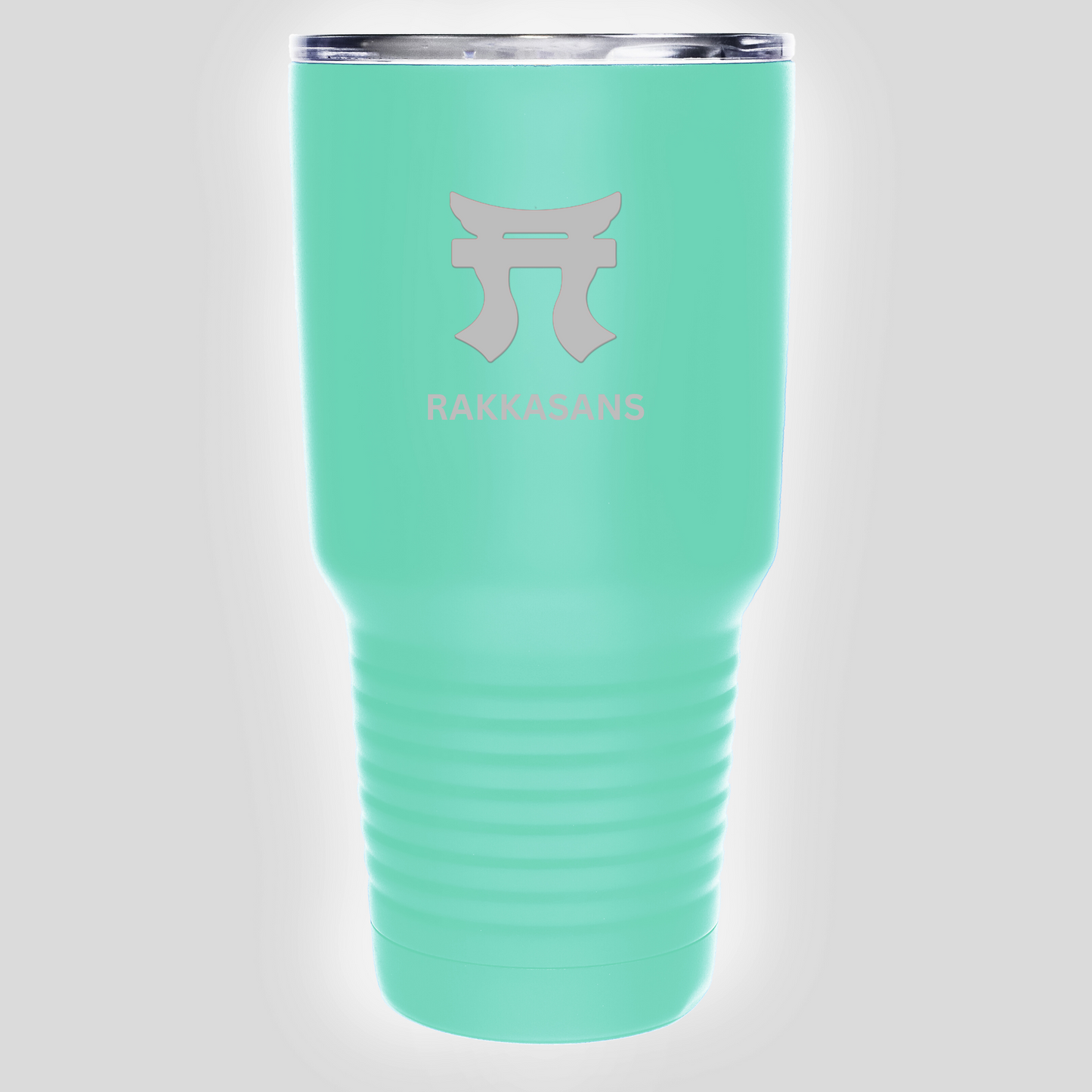 "Teal Rakkasans 30oz Stainless Steel Tumbler with Laser Engraved Design."
